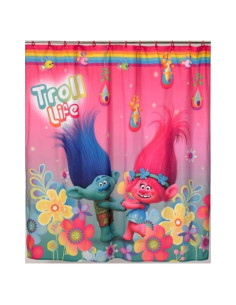 Cortina de Ducha Trolls Rosa Microfibra 152.4 cm