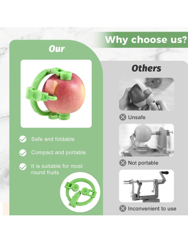 Pelador de Manzanas Nicerice Verde Ajustable de Acero Inoxidable