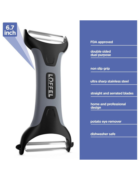 Pelador de Patatas y Verduras LFFEL - Doble Cara Ergonómico Pelador de Patatas y Verduras LFFEL - Doble Cara Ergonómico