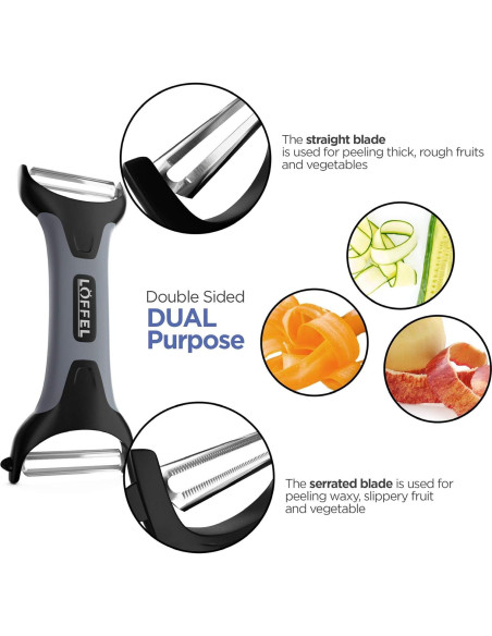 Pelador de Patatas y Verduras LFFEL - Doble Cara Ergonómico Pelador de Patatas y Verduras LFFEL - Doble Cara Ergonómico