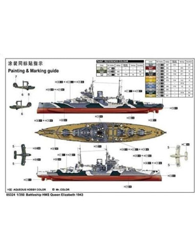 Modelo Acorazado HMS Queen Elizabeth 1941 Trumpeter 600 Piezas