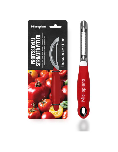 Pelador Giratorio Serrado Microplane Profesional 19cm Rojo