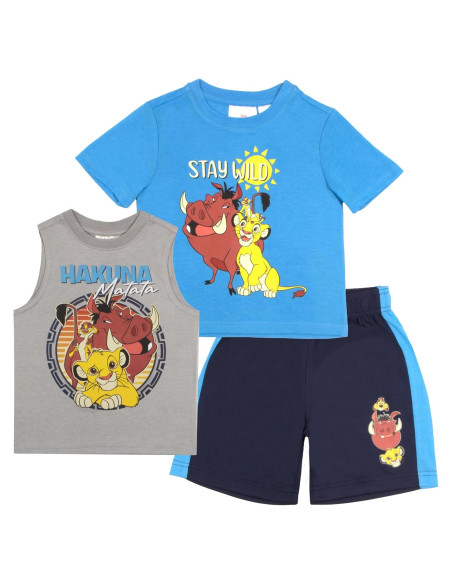 Conjunto Corto 3 Piezas Mickey Mouse Niños 3T Azul Cielo