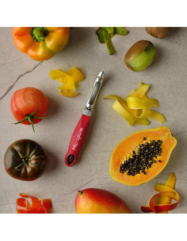 Pelador Giratorio Serrado Microplane Profesional 19cm Rojo