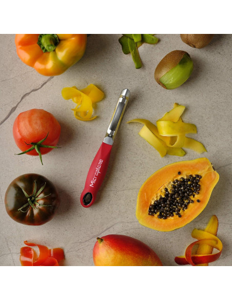 Pelador Giratorio Serrado Microplane Profesional 19cm Rojo