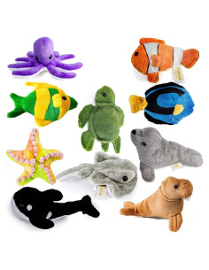 Conjunto de 10 Animales Marinos de Peluche Prextex - 10 a 12.7 cm
