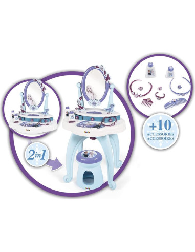 Mesa de Tocador 2 en 1 Smoby Frozen con Accesorios