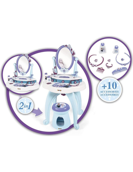 Mesa de Tocador 2 en 1 Smoby Frozen con Accesorios