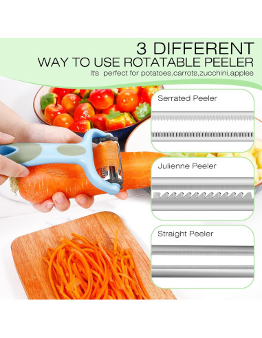 Pelador de Verduras 3 en 1 Senbowe con Mango Antideslizante