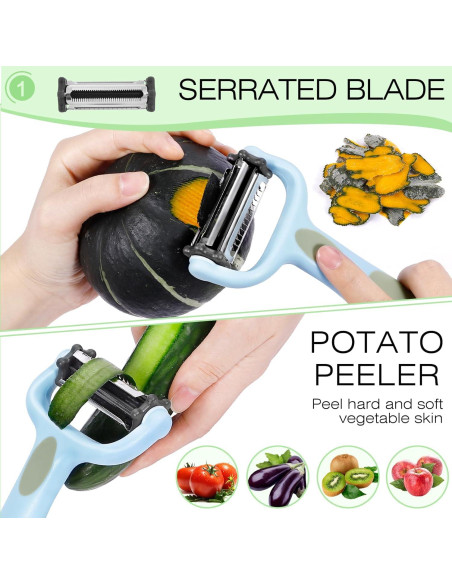 Pelador de Verduras 3 en 1 Senbowe con Mango Antideslizante