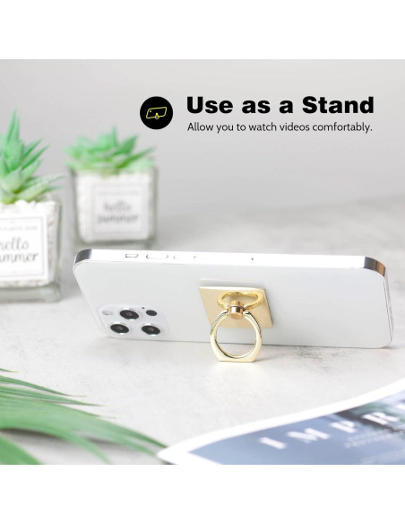 Soporte de Anillo para Teléfono Wansurs Oro 2 Pack 360 Rotación