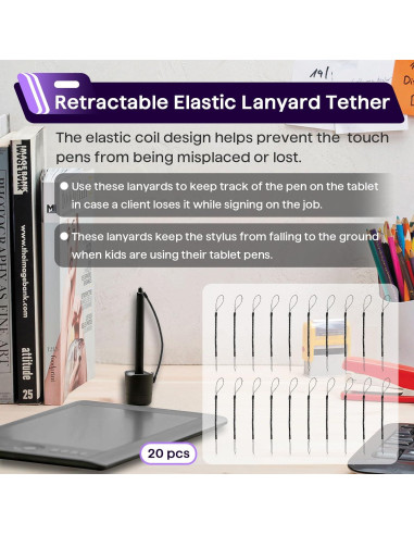 Correa para Bolígrafo Chaseroad 20PCS Elástica Retráctil