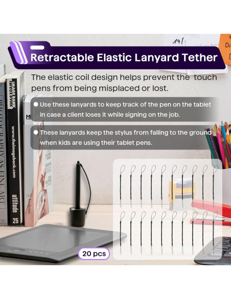 Correa para Bolígrafo Chaseroad 20PCS Elástica Retráctil
