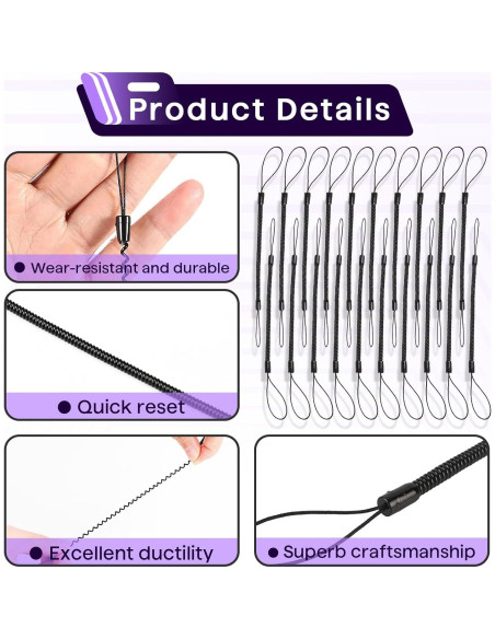 Correa para Bolígrafo Chaseroad 20PCS Elástica Retráctil