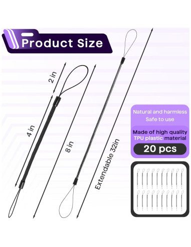 Correa para Bolígrafo Chaseroad 20PCS Elástica Retráctil