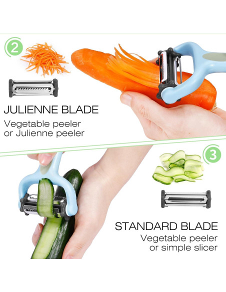 Pelador de Verduras 3 en 1 Senbowe con Mango Antideslizante