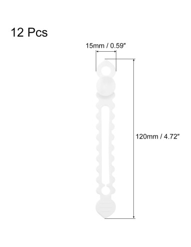 12 Correas de Silicona Reutilizables uxcell 11.94 cm Blancas