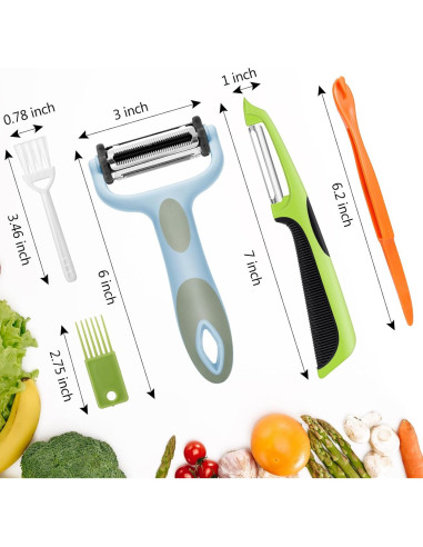 Pelador de Verduras 3 en 1 Senbowe con Mango Antideslizante