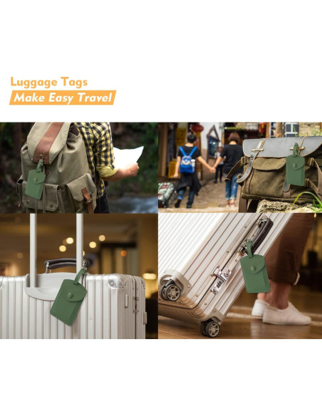 Etiquetas de Equipaje de Cuero Sintético VANTOO - 2 PZS Verde