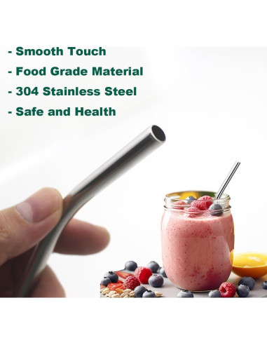 Paquete de 8 Pajitas de Metal Dobladas MCEUS 15 cm Reutilizables