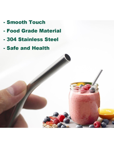 Paquete de 8 Pajitas de Metal Dobladas MCEUS 15 cm Reutilizables