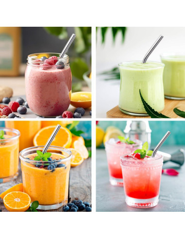 Paquete de 8 Pajitas de Metal Dobladas MCEUS 15 cm Reutilizables