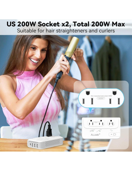 Convertidor de Voltaje ALLWEI 2000W 220V a 110V para Viajes