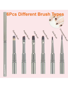 Juego de Pinceles de Uñas MYR 6pcs + 2 Archivos Nano 2