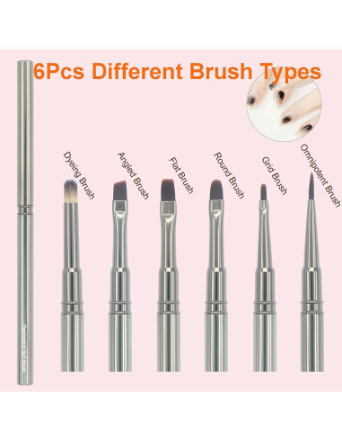 Juego de Pinceles de Uñas MYR 6pcs + 2 Archivos Nano