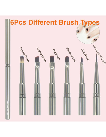 Juego de Pinceles de Uñas MYR 6pcs + 2 Archivos Nano