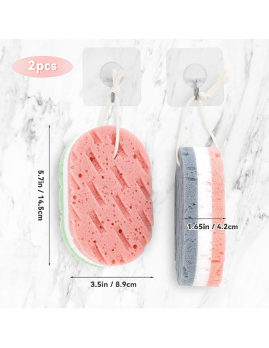 Esponjas de Baño Exfoliantes Yuntop 2 Pcs - Suave y Dura