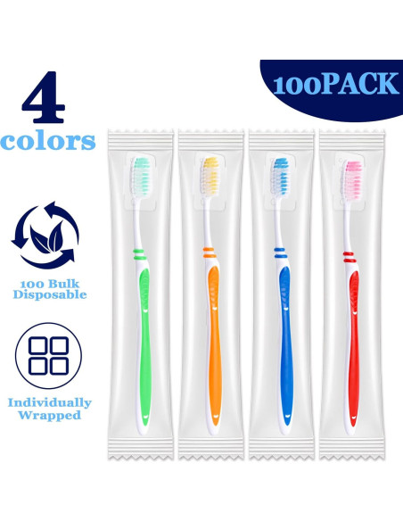 Paquete de 100 Cepillos de Dientes Newday Cerdas Suaves