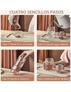 Botella de Infusión de Té HERCHR 420ml Doble Pared Acero Inoxidable 2