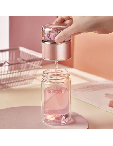 Botella de Infusión de Té HERCHR 420ml Doble Pared Acero Inoxidable