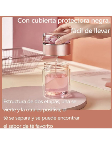 Botella de Infusión de Té HERCHR 420ml Doble Pared Acero Inoxidable