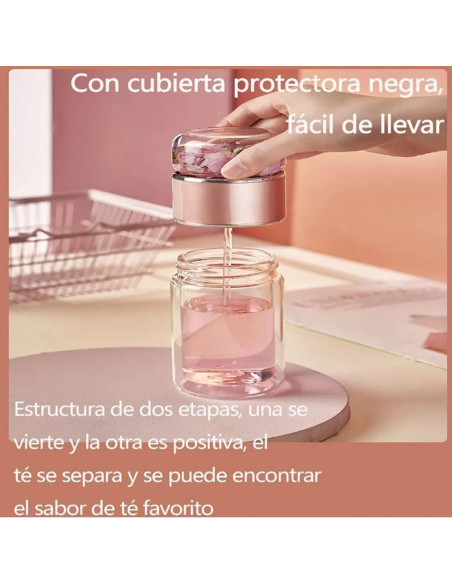 Botella de Infusión de Té HERCHR 420ml Doble Pared Acero Inoxidable