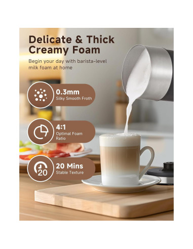 Espumador de Leche Eléctrico AMZCHEF MMF-827 4 en 1 Negro