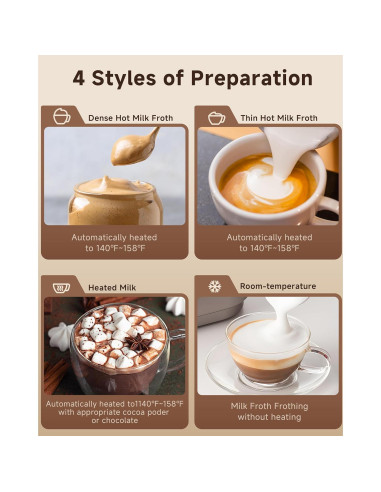 Espumador de Leche Eléctrico AMZCHEF MMF-827 4 en 1 Negro