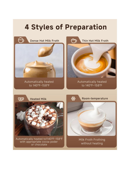 Espumador de Leche Eléctrico AMZCHEF MMF-827 4 en 1 Negro