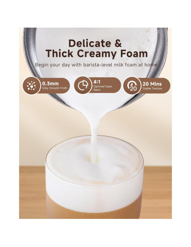 Espumador de Leche Eléctrico AMZCHEF MMF-827 4 en 1 Negro