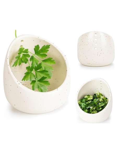 Tazón Deshojador de Hierbas Cerámica GoetGeas Blanco 4 Agujeros