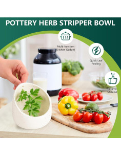 Tazón Deshojador de Hierbas Cerámica GoetGeas Blanco 4 Agujeros 2