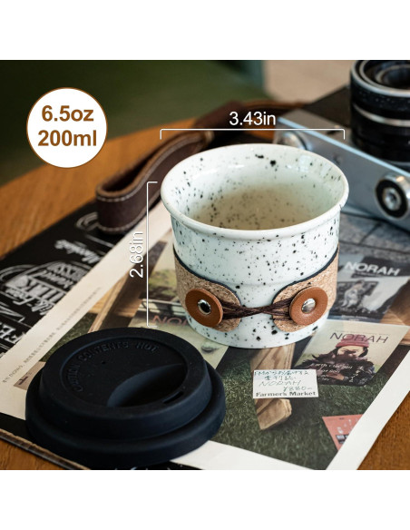Taza de café de cerámica Cormomu 200ml con tapa a prueba de derrames