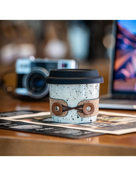 Taza de café de cerámica Cormomu 200ml con tapa a prueba de derrames