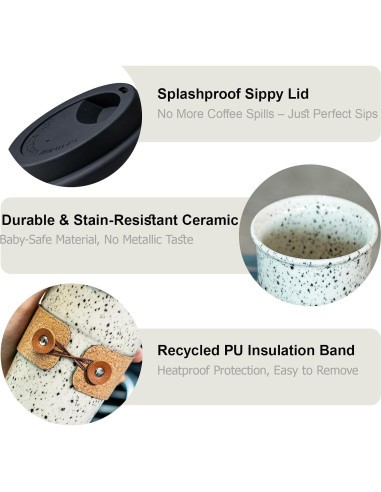 Taza de café de cerámica Cormomu 200ml con tapa a prueba de derrames