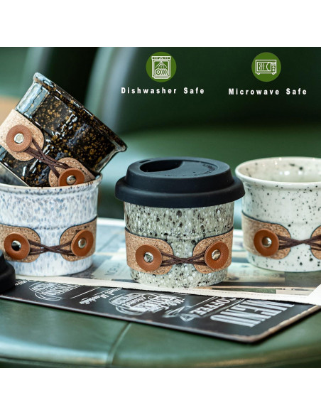 Taza de café de cerámica Cormomu 200ml con tapa a prueba de derrames