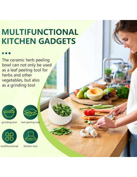 Tazón Deshojador de Hierbas Cerámica GoetGeas Blanco 4 Agujeros