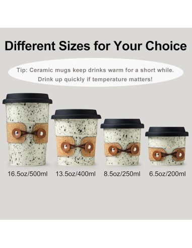 Taza de café de cerámica Cormomu 200ml con tapa a prueba de derrames