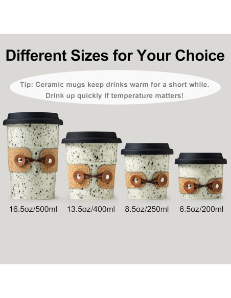 Taza de café de cerámica Cormomu 200ml con tapa a prueba de derrames