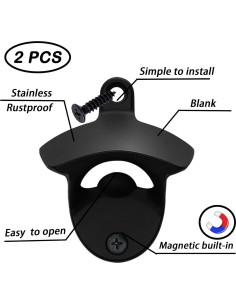 Abrebotellas Magnético de Pared Luwanburg Negro 8x6.5cm 2